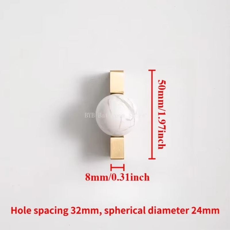 Furniture Hardware Drop Pulls - Bola Kristal Putih + Gagang Furnitur