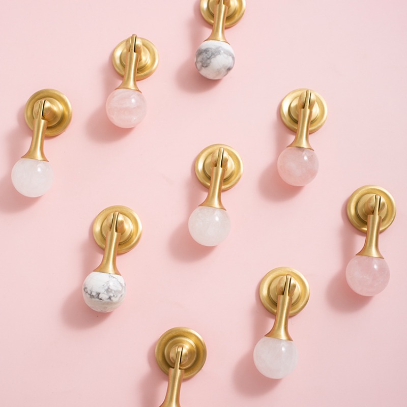 Furniture Hardware Drop Pulls - Bola Kristal Putih + Gagang Furnitur